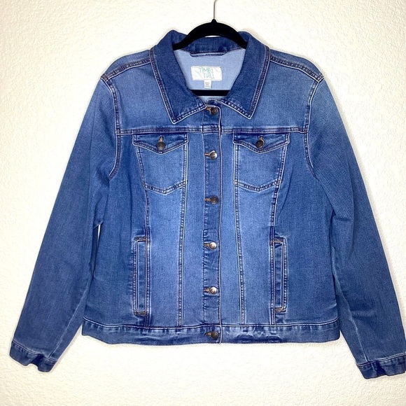 TIME AND TRU PLUS SIZE XXXL 22 BLUE JEAN LIGHT LEVIS JACKET TOP EUC - Picture 1 of 12